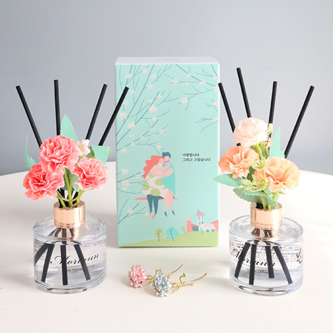 모리엔 메르씨 120ml 디퓨저 2개입 + 카네이션 브로치 2개입 + 플라워 선물세트, 블랙체리, 코튼파우더, 1개