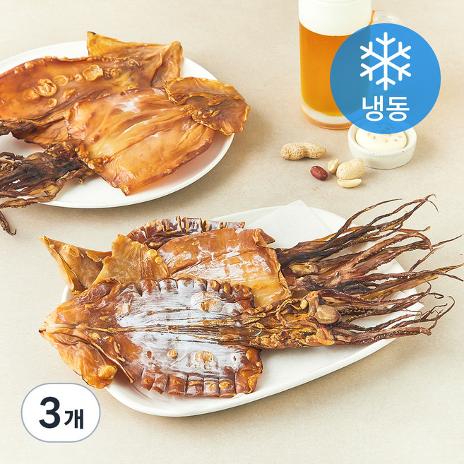 해맑은푸드 부드러운 마른오징어 (냉동), 350g(5미), 3개