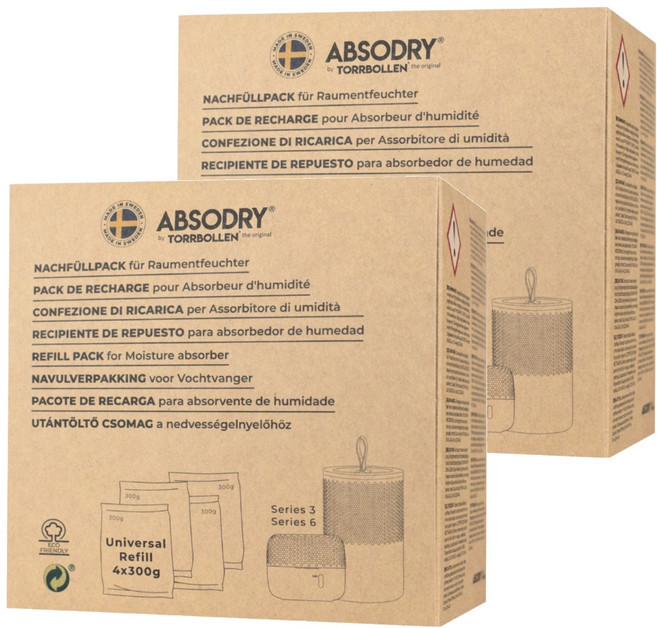 ABSODRY by TORRBOLLEN 除濕劑補充包 Series3適用 4包, 300g, 2盒