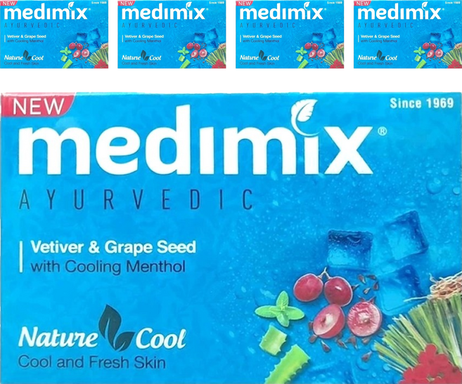 Medimix 印度草本美肌皂 沁涼岩蘭草與葡萄籽, 5個