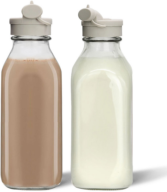 미르코리아 헥사 온오프 사각 보틀 유리병 그레이, 1L, 2개