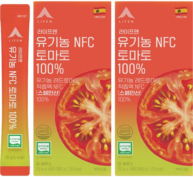 LIFEN 有機NFC 100%番茄汁, 20g, 2個