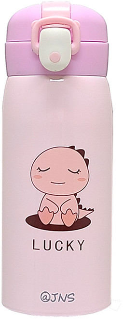 다이노소어 원터치 보온보냉 어린이 텀블러, 핑크, 350ml, 1개