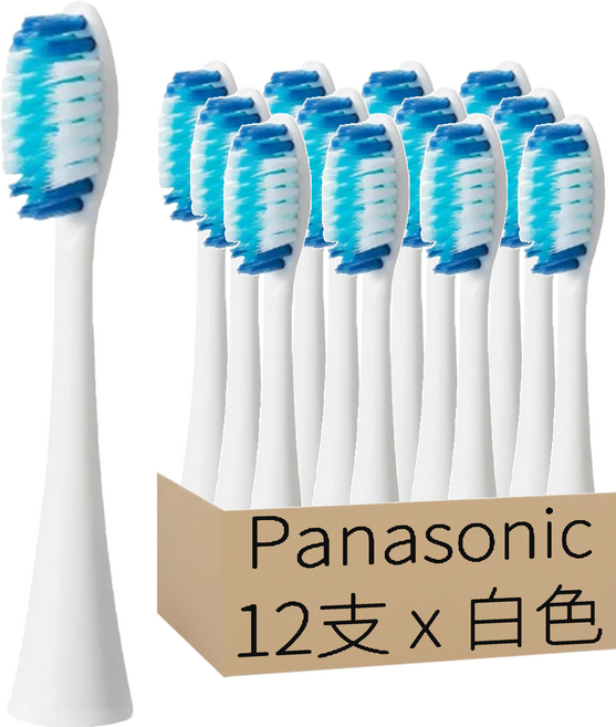 Panasonic 輕薄極細毛刷頭 大 白色, WEW0801-W, 12支