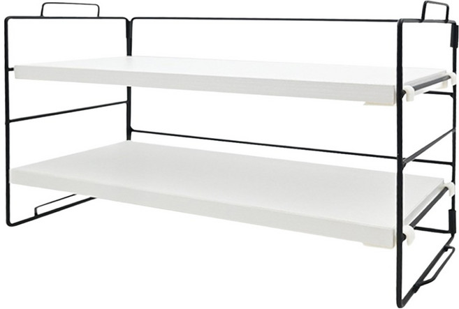 極簡桌面置物架, 白色, 2層