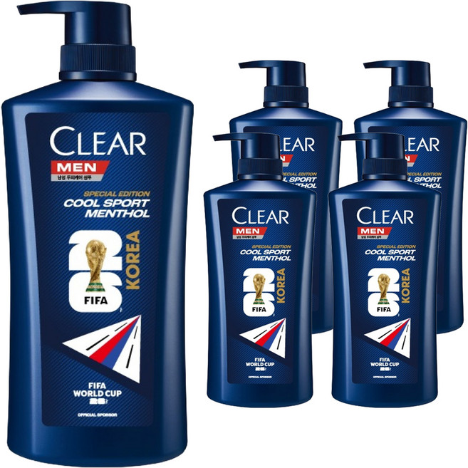 CLEAR 淨 男士酷涼運動薄荷洗髮精 FIFA世界盃26 限量包裝版, 5個, 650ml