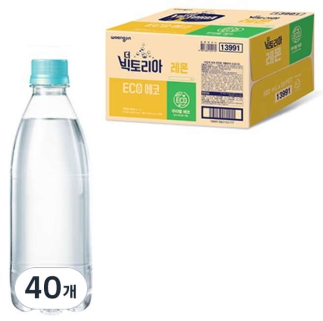 웅진빅토리아 레몬 탄산 무라벨, 500ml, 40개