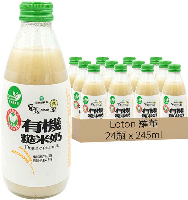 Loton 羅董 有機糙米奶, 245ml, 24瓶