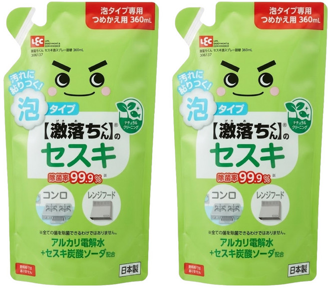 LEC 激落君 倍半碳酸鈉電解水泡沫噴霧清潔劑 補充包, 360ml, 2包