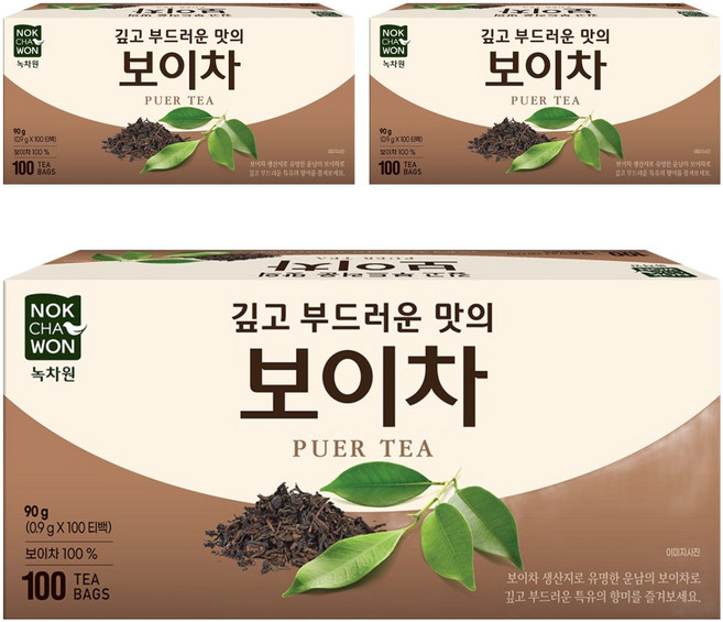 녹차원 보이차, 900mg, 100개입, 3개