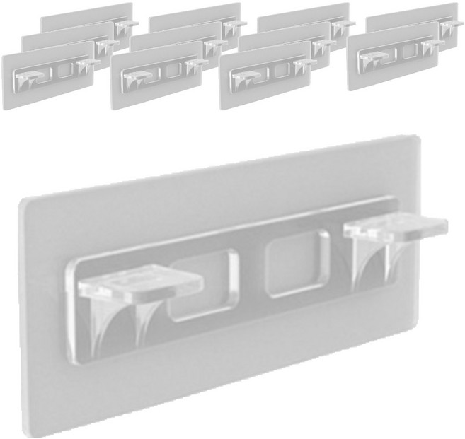 구디푸디 무타공 선반 받침대 부착식 후크, 투명, 12개