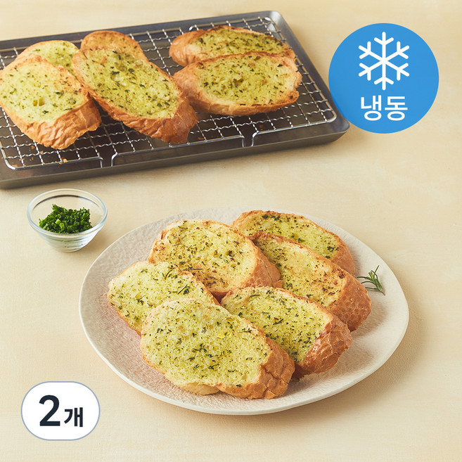 프레시오늘 구워먹는 국내산 통마늘 양파 수제 저당 바질양파마늘빵 20조각 (냉동), 300g, 2개