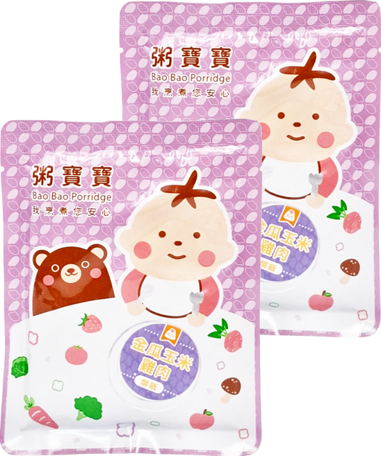 粥寶寶 無毒農 金瓜玉米雞肉燉飯 1歲以上, 150g, 2包