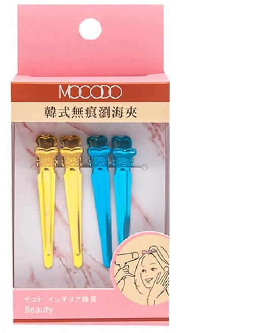 BEAUTYOUNG 妝漾 韓式無痕瀏海夾 4入, A317-2 顏色隨機, 1組