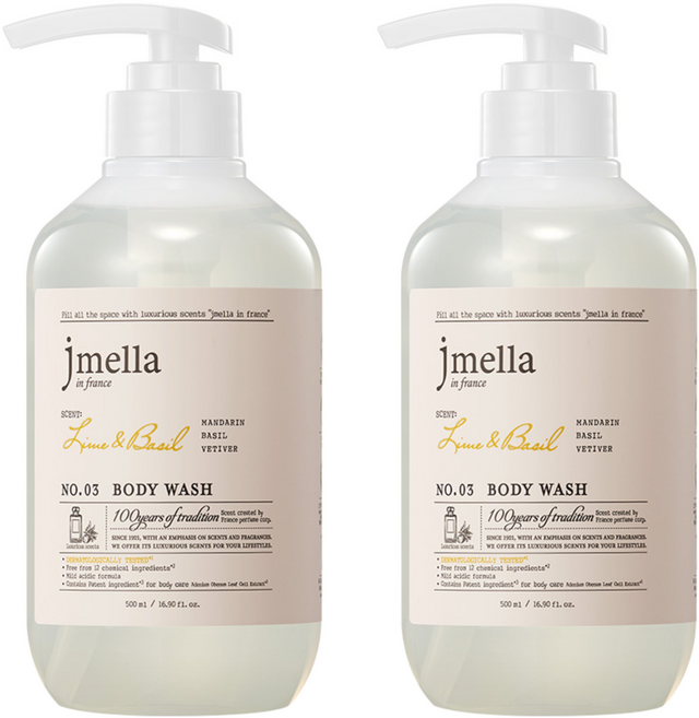 제이멜라 인 프랑스 라임 앤 바질 바디 워시 시트러스향, 500ml, 2개