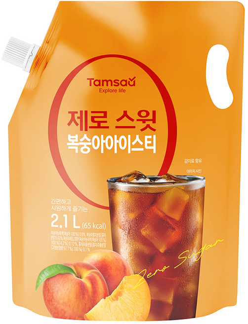 탐사 제로 스윗 복숭아 아이스티, 1개, 2.1L