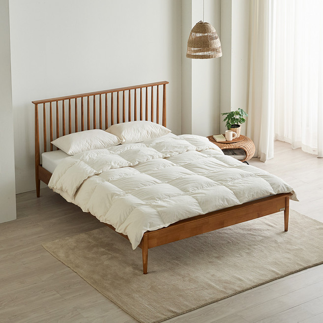 우아미 가구 리오 원목 침대 프레임 + 본넬 매트리스 세트 방문설치, 브라운(프레임), 화이트(매트리스)