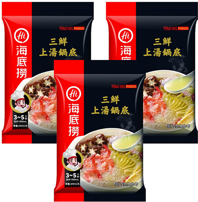 海底撈 上湯三鮮鍋底, 200g, 3包