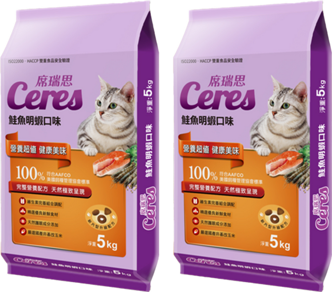 Ceres 席瑞思 貓食 乾糧, 鮭魚明蝦, 5kg, 2袋
