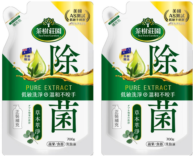 farcent 花仙子 茶樹莊園 超濃縮洗碗精 補充包 茶樹速淨, 700g, 2包