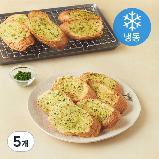 프레시오늘 구워먹는 국내산 통마늘 양파 수제 저당 바질양파마늘빵 20조각 (냉동), 300g, 5개