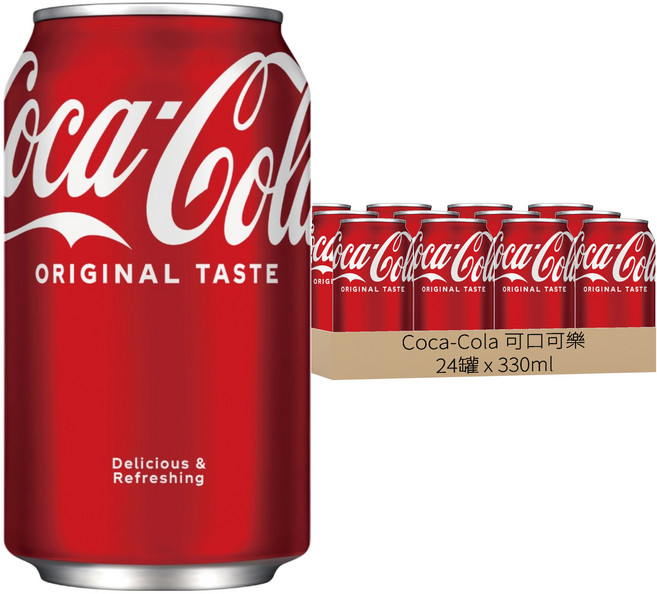 Coca-Cola 可口可樂 汽水, 330ml, 24罐