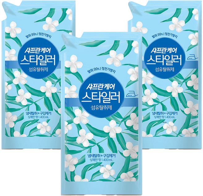 샤프란 케어 스타일러 섬유탈취제 상쾌한향 리필, 400ml, 3개