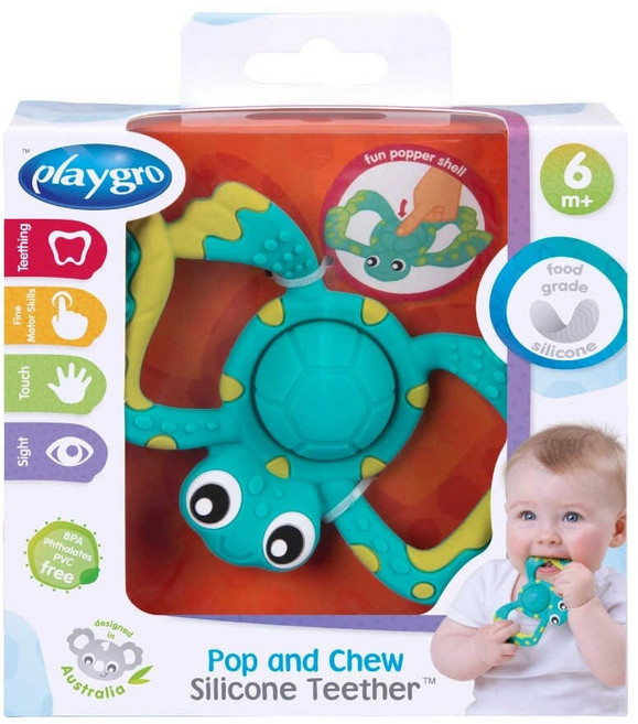 playgro 培高 按壓兩用咬牙器 6個月以上, 單品, 海龜, 1個