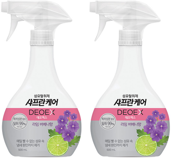 샤프란 케어 데오엑스 섬유탈취제 라임 버베나, 500ml, 2개