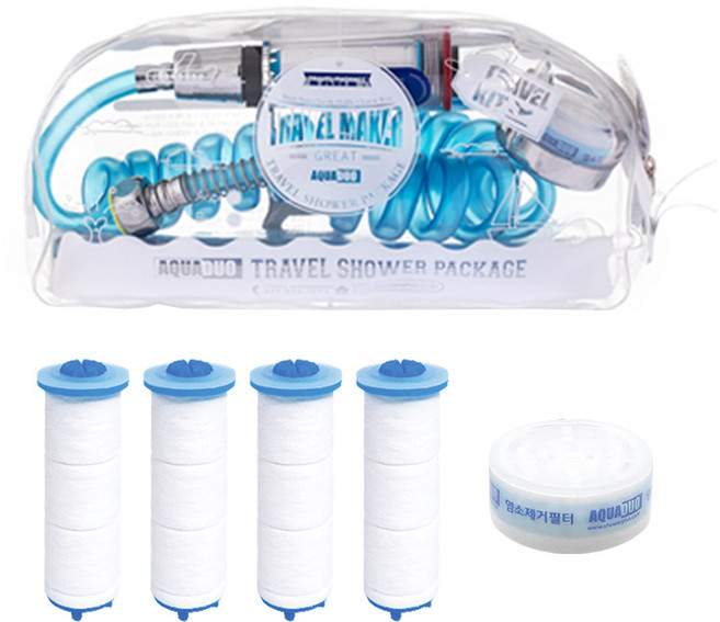 샤워플러스 여행용 샤워기 헤드 본체 + 녹물필터5p + 헤드염소필터2p, 1개