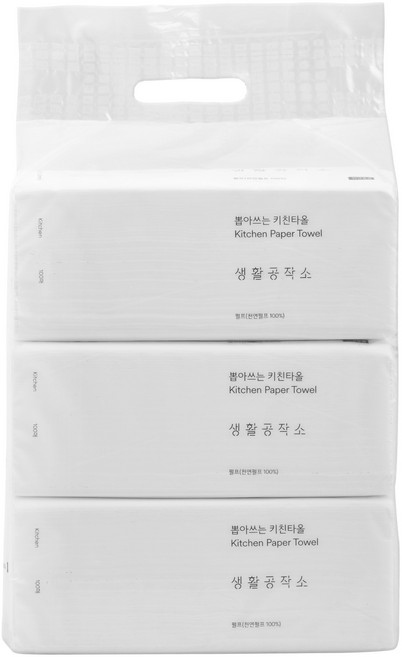 생활공작소 뽑아쓰는 천연펄프 키친타올, 100매, 3개