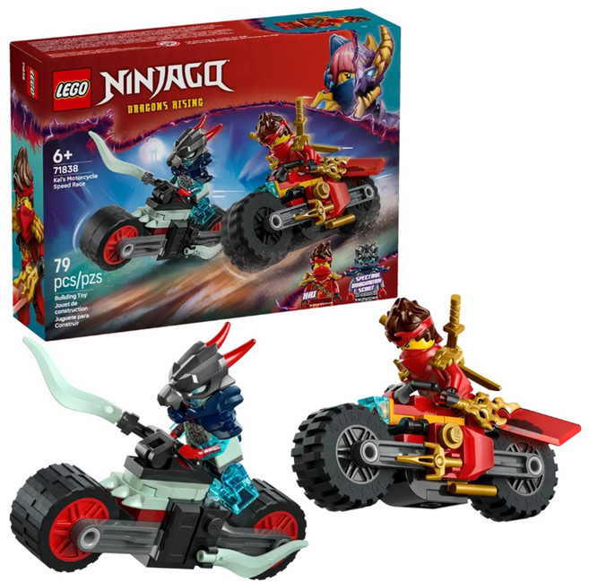 LEGO 樂高 旋風忍者 赤地的摩托車競速戰 71838 79片積木, 1盒, 藍綠色 + 紅色
