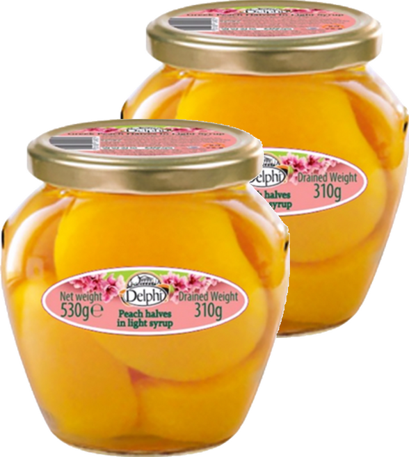 델피 그릭 복숭아 라이트시럽, 530g, 2개
