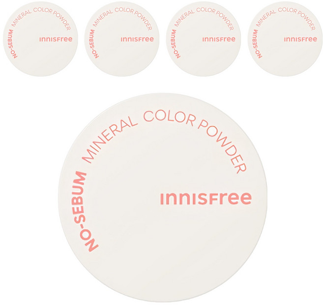 INNISFREE 台灣公司貨 無油無慮繽紛蜜粉 5g, 粉色, 5個