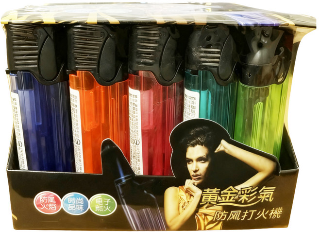 BLACK King Kong 黑金鋼 黃金彩氣防風打火機 25個, 藍色 + 紅色 + 橘色 + 綠色 + 黃色, 1盒