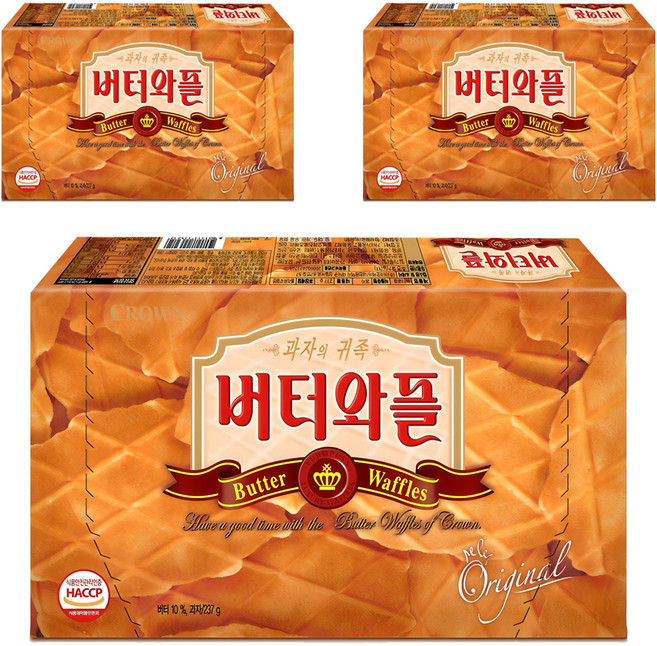 크라운 버터와플, 237g, 3개