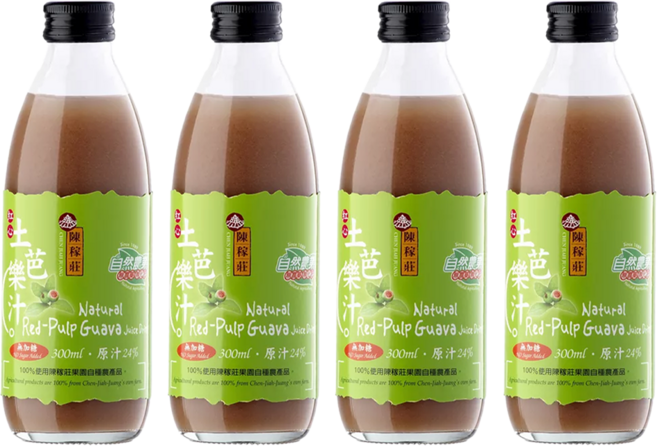陳稼莊 即飲紅心土芭樂汁 無加糖, 300ml, 4瓶