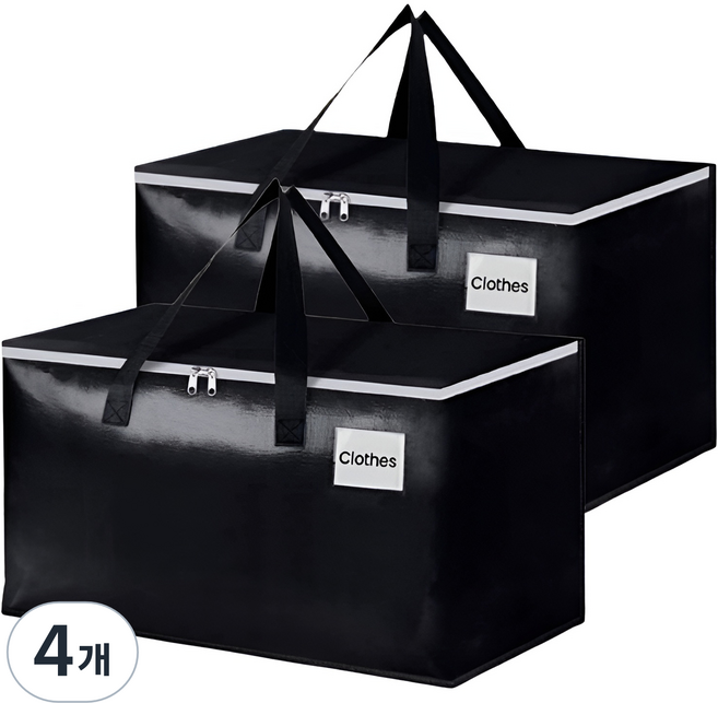 로이홈 대용량 PE 고급 수납 정리 이사 가방 90L, 블랙, 1단, 4개