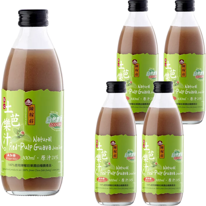 陳稼莊 即飲紅心土芭樂汁 無加糖, 300ml, 5瓶