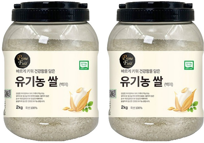 PrimeField 유기농 쌀 백미, 2kg, 2개, 상