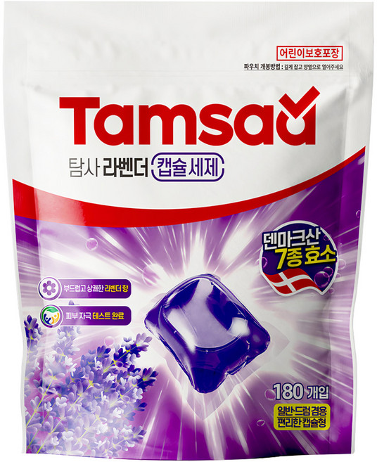 Tamsaa 洗衣膠囊 薰衣草香, 180顆, 1袋