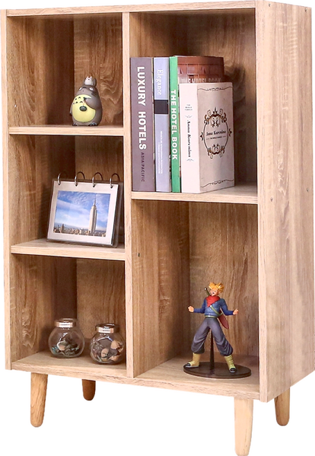 BuyJM 低甲醛開放五格實木腳收納櫃 多元化儲物空間 一物兩用, 漂流木紋