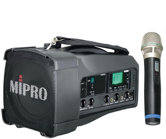 MIPRO 嘉強電子 喊話器主機 附1支手握式無線麥克風 1.9kg, MA-189/ACT-32H, 黑色