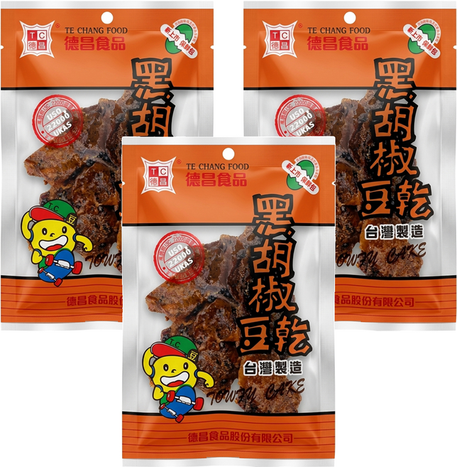 德昌 黑胡椒豆乾, 60g, 3包