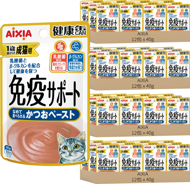 AiXiA 免疫力軟包2號, 鰹泥狀, 40g, 48包