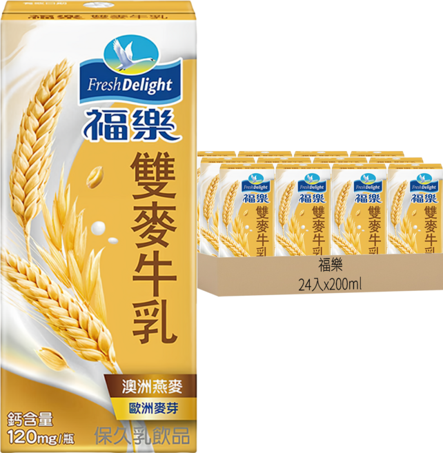 福樂 雙麥保久乳, 24入, 200ml