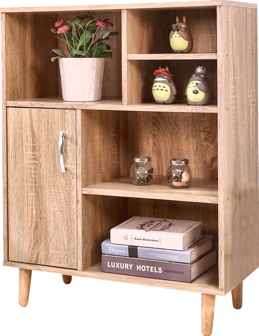 BuyJM 百嘉美 低甲醛五格單門實木腳收納櫃/置物櫃 19kg, 漂流木紋