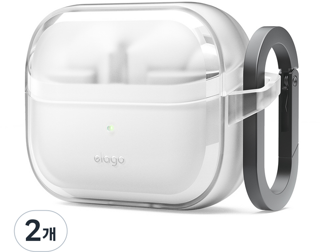 엘라고 EDC 행 케이스, 갤럭시 버즈3 / 버즈3 프로 / 버즈3 FE, 매트클리어, 2개