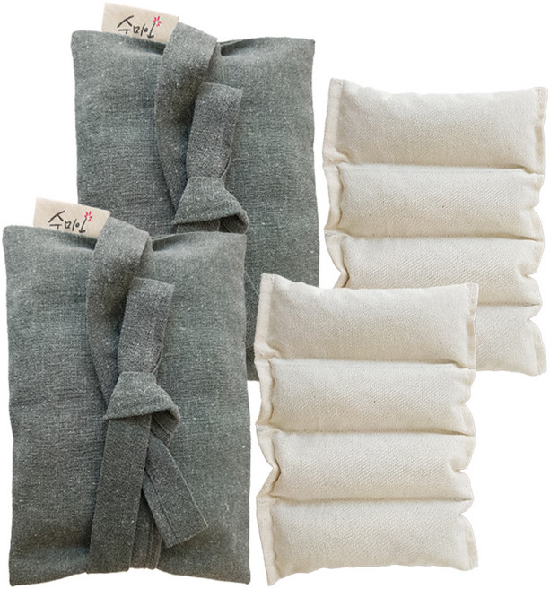 수미인 팥찜질팩 + 주머니 세트 대형 차콜네이비, 2세트