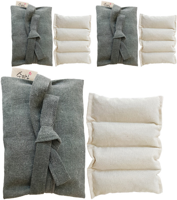 수미인 팥찜질팩 + 주머니 세트 대형 차콜네이비, 3세트